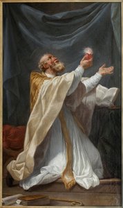 Santo Agostinho em êxtase com o coração inflamado. Pintura de Charles Andre Van Loo, dit Carle Vanloo (1705-1765), óleo sobre tela, cerca de 1750, arte francesa. Museu de Belas Artes em Angers.