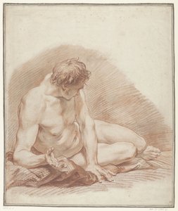 Estudo de um homem nu deitado de Carle van Loo