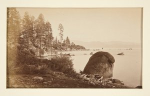 Quatro cenas de estrada de ferro e quatro vistas de Lake Tahoe: Lake Tahoe de Artist Point de Carleton E. Watkins