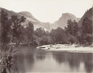 Domo Norte e Sul, Yosemite, ca. 1872, impresso ca. 1876. de Carleton E. Watkins.