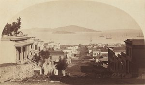 Ilha de Alcatraz e Baía de São Francisco, olhando para o norte, década de 1880. de Carleton Emmons Watkins