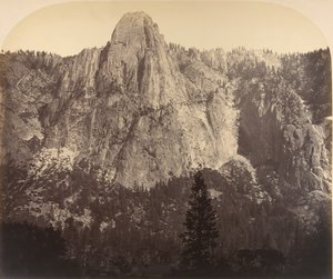 Sentinela. Vista frontal: 3.270 pés., 1861. de Carleton Emmons Watkins