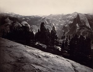 Vista do Sentinel Dome, Yosemite, 1865-66. de Carleton Emmons Watkins