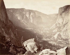 Vale de Yosemite de Union Point, ca. 1872, impresso ca. 1876. de Carleton Emmons Watkins
