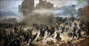 A Brêche de Porta Pia - Roma, 20/09/1870. Pintura de C. Ademollo.
