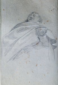 Busto do homem drapeado Desenho a tinta e lavagem por Carlo Bononi (1569-1632) Paris do século XVII. Museu do Louvre