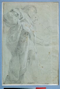 Dois homens de pé Cortinas desenhadas a tinta e lavadas por Carlo Bononi (1569-1632) Dim. 0,27 x 0,39 m Paris. Museu do Louvre