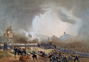 Ataque de piemontês em Madonna della Scoperta, Batalha de Solferino, 24 de junho de Carlo Bossoli