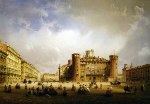 Piazza Castello, Turim, 1852 de Carlo Bossoli