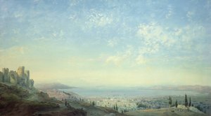 Esmirna da Cidadela no Monte Pagus, a Península de Cesme e os Jardins de Bornora com a Costa de Focaea, 1839 (têmpera sobre linho)
