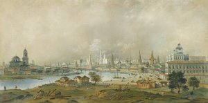 Vista do Kremlin de Moscou da ponte Ustinsky de Carlo Bossoli