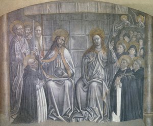 Cristo dando o mundo a São Domingos na presença da Virgem Maria, afresco de Carlo Braccesco