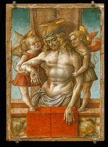 O Cristo morto apoiado por dois anjos ... de Carlo Crivelli