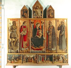 Madonna e criança com santos, polyptych, 1468 (tempera no painel) de Carlo Crivelli