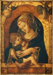 Madonna e criança em um parapeito de mármore de Carlo Crivelli