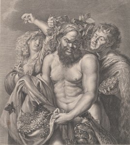 Baco acompanhado por uma bacante e um fauno, 1768 de Carlo Faucci