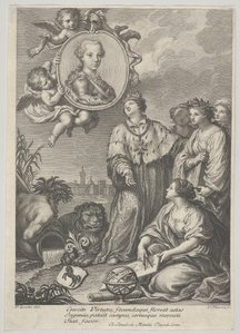 Retrato do futuro Sacro Imperador Romano Leopoldo II como Arquiduque da Áustria e..., ca. 1760-67. de Carlo Faucci