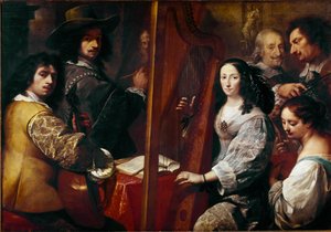 A família do pintor Pintura de Carlo Francesco Nuvolone (ca. 1609-1662) Sol do século XVII. 126x180 cm Milão, Pinacoteca di Brera, Itália