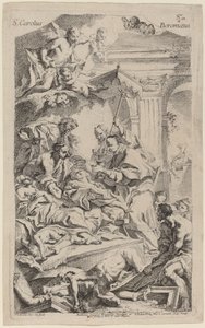 San Carlo Borromeo dando última comunhão às vítimas da peste