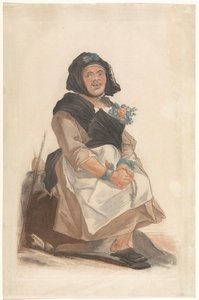 Als vrouwen verkleiden man conheceu rozenkrans, zitten Asana (título no objeto) Retratos de rostos de pessoas que servem para entreter o público florentino (título da série) de Carlo Lasinio