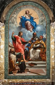 Imaculada Conceição e São João Evangelista, São Gregoire o Grande, São João Crisóstomo e Santo Agostinho (óleo sobre tela de Carlo Maratta or Maratti