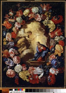 "The Annunciation with Flowers" Pintura de Carlo Maratta (1625-1713) Mikalojus Konstantinas Ciurlionis Museum of Fine Arts, Kaunas, Lituânia de Carlo Maratta or Maratti