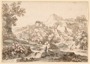 Desenho, Uma paisagem com cidade, 1750-1770 de Carlo Marchionni