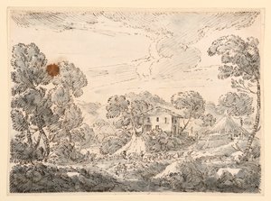 Desenho, Habitação de um camponês no campo, 1750-1770 de Carlo Marchionni