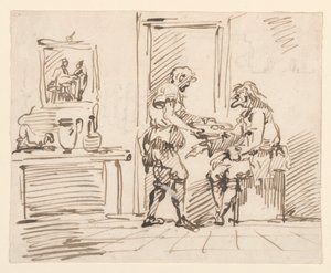 Desenho, Uma cena de género, 1725-50 de Carlo Marchionni