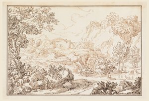 Desenho, Uma paisagem, 1770-86 de Carlo Marchionni