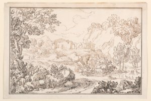 Desenho, Uma paisagem, 1770-86 de Carlo Marchionni