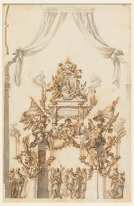 Desenho, Projeto de um Catafalco para Carlos Emanuel III da Sardenha, 1773 de Carlo Marchionni