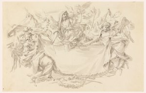 Desenho, Projeto de um pano para colocação de uma inscrição, 1750-86 de Carlo Marchionni