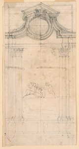 Desenho, Projeto de um Monumento Sepulcral para um Claustro, ca. 1745 de Carlo Marchionni