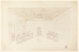 Desenho, Papa Bento XIV num Consistório com Cardeais, 1740-58 de Carlo Marchionni