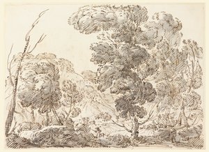 Desenho, Estrada num país montanhoso, 1770-1786 de Carlo Marchionni