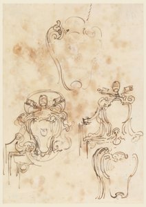 Desenho, esboços para molduras e escudos, 1758-69 de Carlo Marchionni