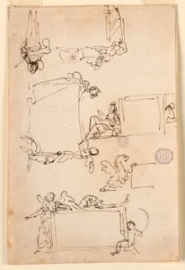 Desenho, Esboços para uma tábua, ca. 1750 de Carlo Marchionni