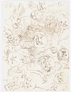 Desenho, Estudos de cabeças, 1760-80 de Carlo Marchionni