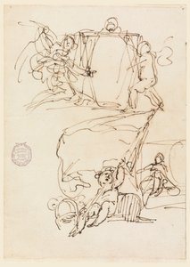 Desenho, Três esboços, antes de 1775 de Carlo Marchionni