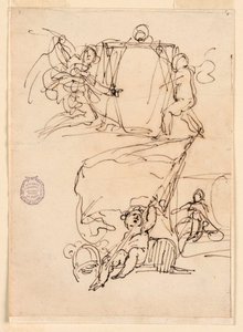 Desenho, Três esboços, antes de 1775 de Carlo Marchionni