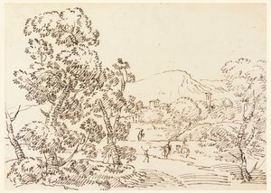 Desenho, Paisagem arborizada, 1750-1770 de Carlo Marchionni
