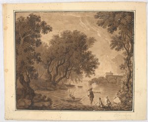 Pescadores na paisagem de Carlo Marchionni