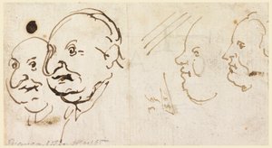 Esboços de quatro cabeças em caricatura de Carlo Marchionni