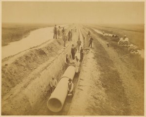 Aqueduto de Veneza (nova conduta). Estaleiro do aterro de Carlo Naya