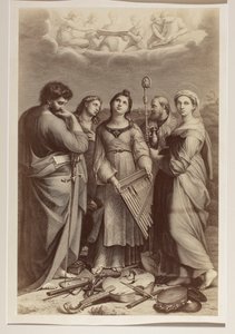 «A Êxtase de Santa Cecília», gravura em cobre de autor desconhecido, inspirada numa pintura de Rafael (1483-1520)