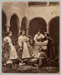 Figuras junto ao poço, claustro de San Giobbe, Veneza (Donne al Pozzo, Chiostro di San Giobbe, Veneza) de Carlo Naya