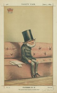 Conde de Russell, os maiores estadistas liberais dos tempos modernos, 5 de junho de 1869, cartoon Vanity Fair de Carlo Pellegrini