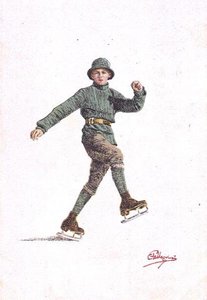 Patinagem Homem Solitário (cor litho) de Carlo Pellegrini