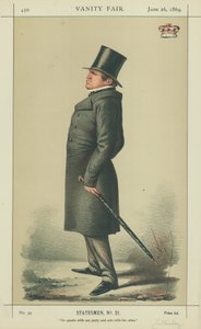 Lord Stanley, Ele fala com uma das partes e age com a outra, 26 de junho de 1869, desenho animado da Vanity Fair de Carlo Pellegrini